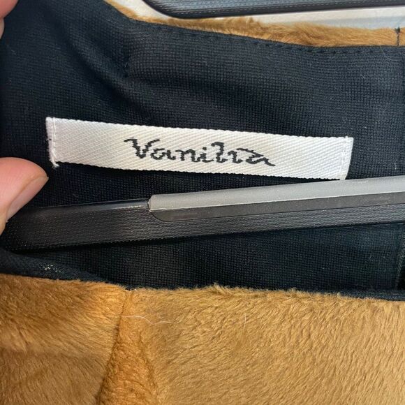 Vanilia Faux Fur Colorblock Ponte Sheath Dress sz S - Picture 3 of 13